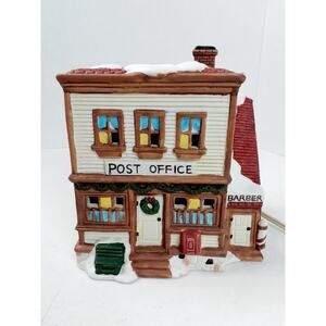 Vintage Hearthside Village Post Office & Barber Shop w/ Box Lighted Porcelain